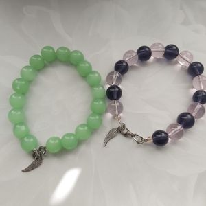 Pink and Green Quartz Bracelet.